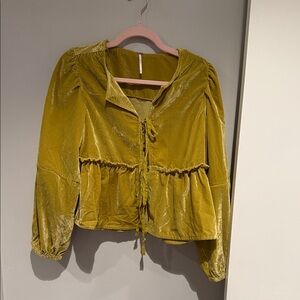 Free People Olive Green Blouse